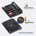 Comix Desktop Calculator, 12 Digits Large Button Desk Calculator, Black | Solar Battery Dual Power, Large LCD Display, Computer Keys, 4 Function Basic Calculator for Office Business Home Use