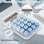 Cute Calculator, Mechanical Switch Calculator, Calculators Desktop | 10 Digits, Desk Calculators with Big Buttons and LCD Display, Battery Power, Ideal for School Home Office Basic(Blue)