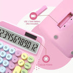 Pink Calculator, Solar Calculators Desktop, Big Button Calculator for Desk | Large Button Calculator with Large LCD Display, Powered by two Modes, Pink Desk Accessories for Offices, Schools and Homes