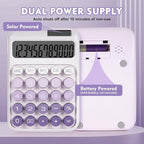 Mechanical Switch Calculator with Big Buttons, Calculators Desktop | 12 Digits, Solar Battery Power, Desk Calculator, Large LCD Display,Cute Purple Calculators for Teachers Students Basic Office