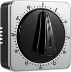 Searon Kitchen Timers for Cooking, Mechanical Wind Up Timer with Loud Ring, Magnetic Back, No Battery Needed, Stainless Steel Countdown Timer for Cooking and Baking