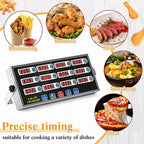 Relaxweex 1 Pack Commercial 12 Channel Digital Kitchen Timer, Multi-Countdown Timer with Loud Alarm & Large LCD Display, Wall Mount or Countertop for Restaurant, Fry Station, Baking & Lab Use