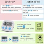 16 Pack Multi-Function Electronic Timer - Kitchen Timer,Magnetic Digital Timers,Big LCD Display, ON/Off Switch,Extensively Use in Cooking,Gym, Meeting, Classroom,Kitchen,Study,Work,Outdoor Activities
