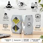 LED Visual Hourglass Timer, 1-60 Minute Countdown with Magnetic Mount, Buzzer Alert & Dimmable Night Light, Sand Timer for Kids Learning, Classroom, Cooking, Chess, Fitness & Baking（White）