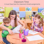 Timers, Classroom Timer for Kids, Kitchen Timer for Cooking, Desk Time Tracker, Small Mechanical Timer for Study, Workout, Shower, Baking Countdown (Pink Unicorn)