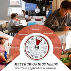 Kitchen Timer for Cooking,Chef Cooking Timer Clock,Visual Timers,60-Minute Countdown,Magnetic Base, Mechanical Clockwork,No Batteries Required,Ringer Alert,Timers for Kitchen/Study/Work/Gym,Red