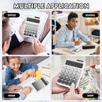 Mechanical Switch Calculator with Big Buttons, Calculators Desktop | 12 Digits, Solar Battery Power, Desk Calculator, Large LCD Display, Cute White Calculators for Teachers Students Basic Office