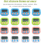 16 Pack Multi-Function Electronic Timer - Kitchen Timer,Magnetic Digital Timers,Big LCD Display, ON/Off Switch,Extensively Use in Cooking,Gym, Meeting, Classroom,Kitchen,Study,Work,Outdoor Activities