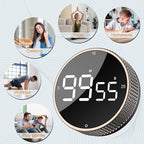 Upgrade Digital Kitchen Timer - Magnetic Countdown Countup Visual Pomodoro Timer with Large LED Display, 3-Preset Times (5, 15, 25), 3 Volume Levels, Ideal for Cooking, Baking and Fitness (2, Tarnish)