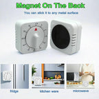 Square 60 Minute Mechanical Kitchen Timer - Visual Kitchen Cooking Timer Clock with Loud Alarm - No Batteries Required-Manual Countdown Timer for Classroom, Home, Study and Cooking (White)