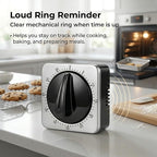 Searon Kitchen Timers for Cooking, Mechanical Wind Up Timer with Loud Ring, Magnetic Back, No Battery Needed, Stainless Steel Countdown Timer for Cooking and Baking