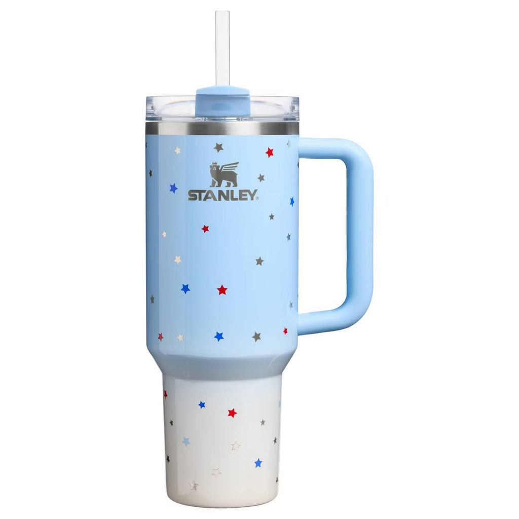 Stanley 4th of July Blue Starry Stripes 40 oz Stainless Steel H2.0 FlowState Quencher Tumbler PREORDER