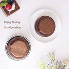 Mechanical Kitchen Timer with Loud Alarm - Black Walnut Wood Cooking Timer, 100% Battery-Free Desktop Timer for Cooking, Baking & Study
