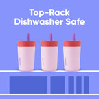 Owala Kids Tumbler 12oz – Insulated Stainless Steel, Spill-Resistant Lid (Peach & Yellow)
