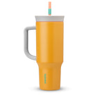 Owala 40 oz Stainless Steel Travel Tumbler with Spill-Resistant Lid – Triple-Layer Insulation, Carry Handle, Orange