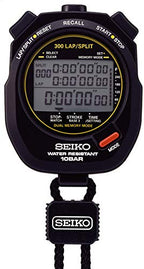 SEIKO SVAS009 Professional Waterproof Stopwatch for Swimming Training, 300 Lap Memory, 10‑Bar Water Resistance, Triple‑Line Display, 1/100‑Second Timing